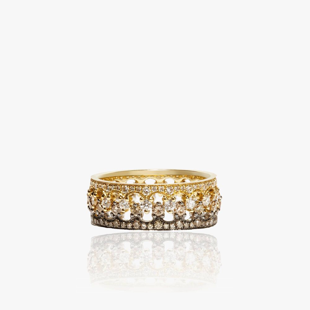 Crown Interlaced Diamond Ring Stack in 18ct Mixed Golds | Annoushka jewelley